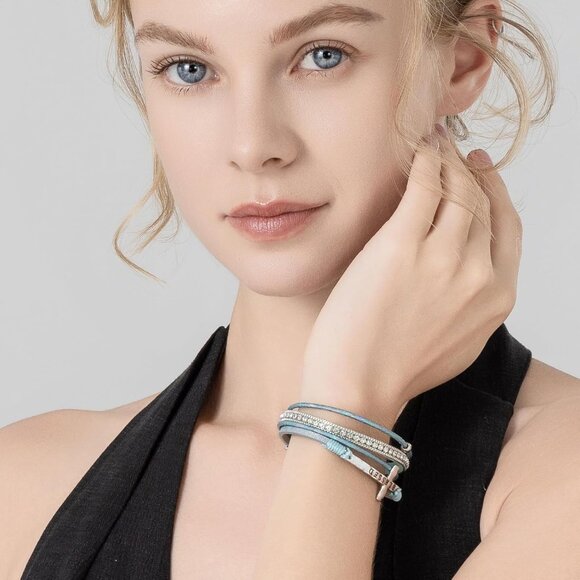 Cross Leather Bracelets Religious Christian Jewelry Boho Wrap Cuff Bangle - Picture 4 of 6